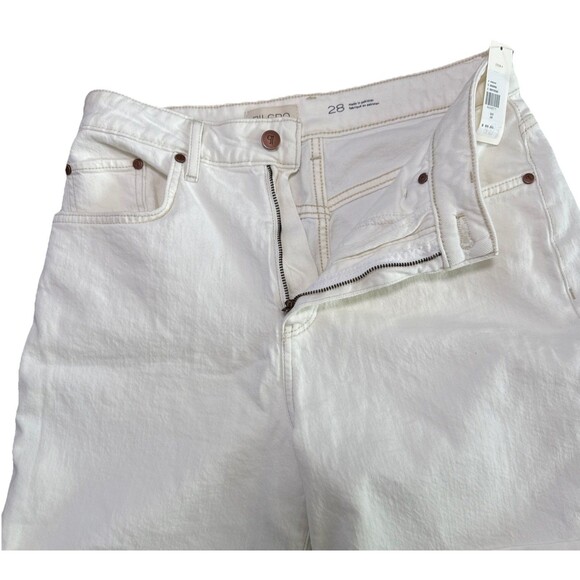Anthropologie Pilcro The Austyn‎ High Rise Cuffed Jean Shorts Ivory Size 28 NWT - Picture 6 of 11